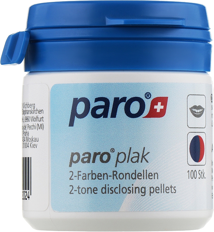 Zweifarbige Pads zur Anzeige von Zahnbelag 100 St. - Paro Swiss Plak2 Tone Disclosing Pellets — Bild N1