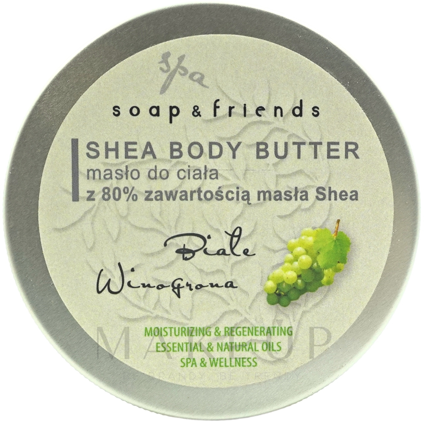 Feuchtigkeitsspendende und regenerierende Körperbutter mit 80% Sheabutter Weiße Traube - Soap&Friends White Grape Shea Body Butter — Bild 200 ml