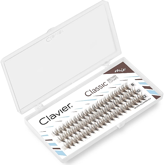 Künstliche Wimpern braun 8, 10, 12 mm C-Kurve 10D - Clavier Classic Brown Cshape Mix  — Bild N2