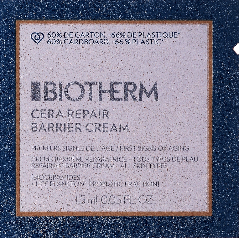 Stärkende, regenerierende und beruhigende Gesichtscreme mit Ceramiden gegen Reizungen - Biotherm Cera Repair Barrier Cream (Probe) — Bild N1