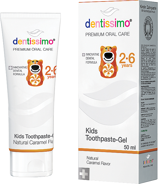Kinderzahnpasta-Gel 2-6 Jahre mit Karamell-Geschmack - Dentissimo Kids Toothpaste Caramel — Bild N1