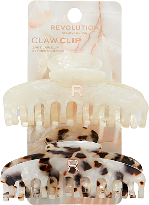 Haarspangen-Set - Revolution Haircare Acetate Claw Clip Tortoiseshell/ Ivory — Bild N1