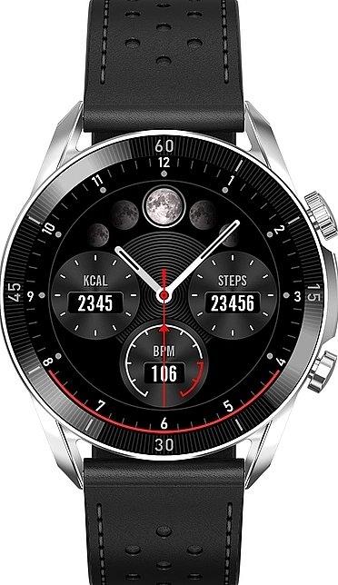 Smartwatch für Herren silbern und schwarzes Armband - Garett Smartwatch V10  — Bild N2