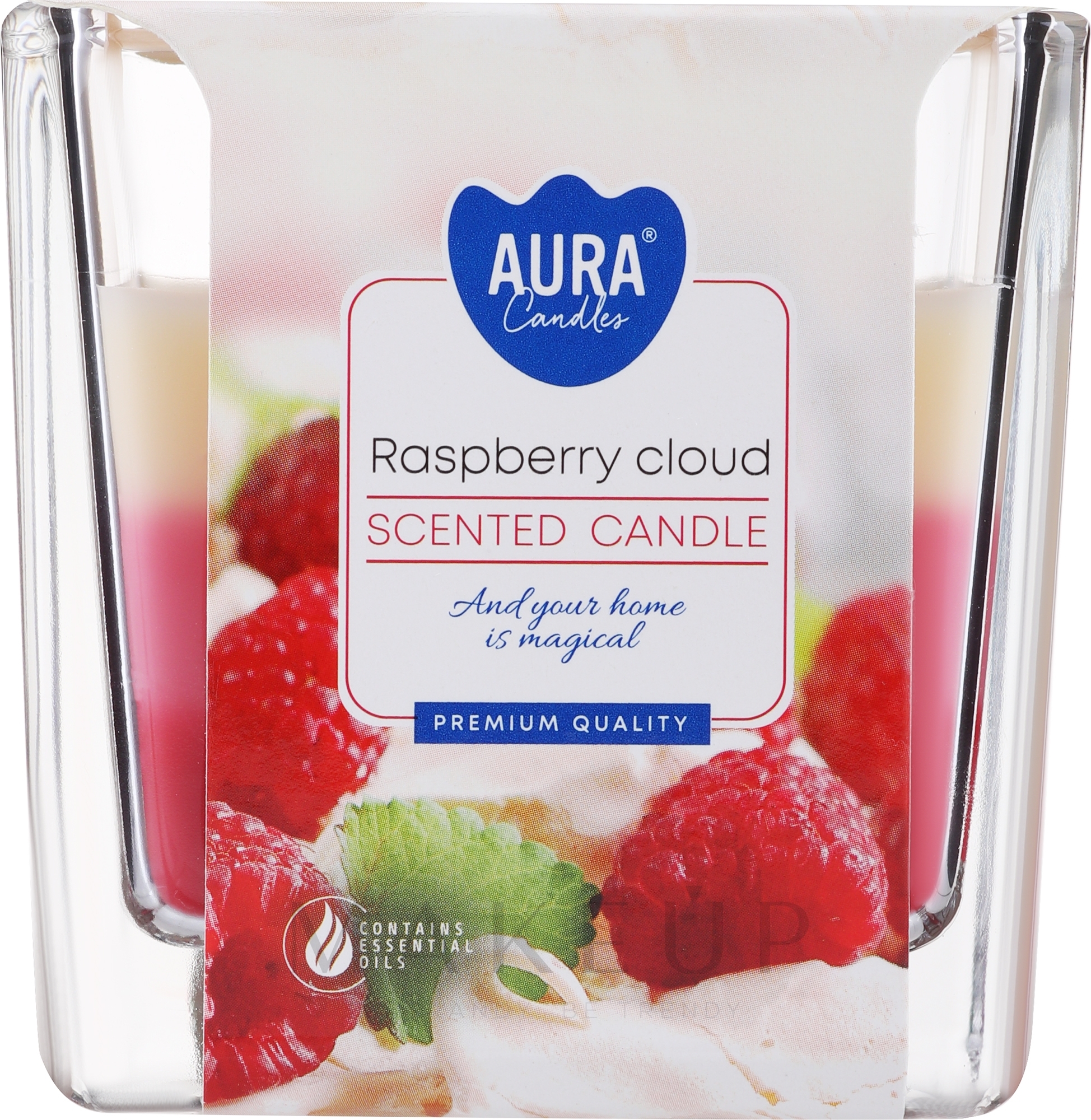 Duftende dreischichtige Kerze im Glas purpurrote Wolke - Bispol Scented Candle Raspberry Cloud — Bild 170 g