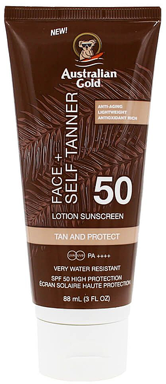 Sonnenschutz-Gesichtslotion - Australian Gold Face + Self Tanner Lotion Sunscreen SPF50 — Bild N1