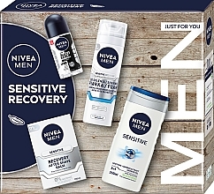 Gesichts- und Körperpflegeset - NIVEA MEN Sensitive Recovery Collection (After Shave Balsam 100ml + Rasierschaum 200ml + Duschgel 250ml + Deodorant 50ml) — Bild N1