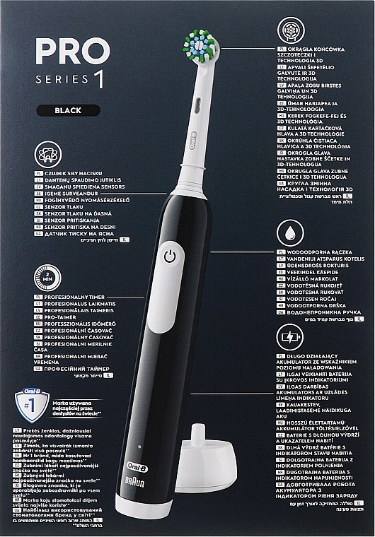 Elektrische Zahnbürste schwarz - Oral-B Pro 1 3D Cleaning Black  — Bild N2