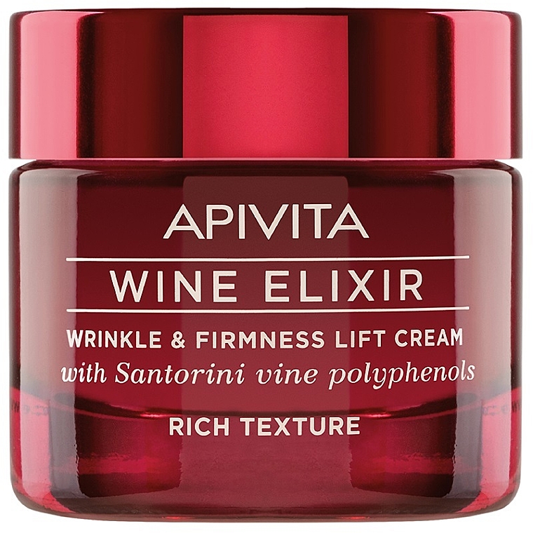 Straffende Liftingcreme für das Gesicht mit Santorini-Wein-Polyphenolen - Apivita Wine Elixir Wrinkle And Firmness Lift Cream Rich Texture