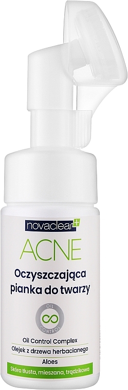 Gesichtsreinigungsschaum mit Teebaumöl und Aloe Vera für fettige und zu Akne neigende und Mischhaut - Novaclear Acne Facial Foam