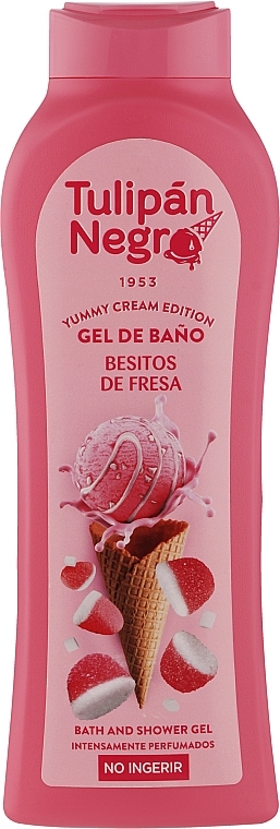 Bade- und Duschgel mit süßem Erdbeerduft - Tulipan Negro Yummy Cream Edition Strawberry Kisses Bath And Shower Gel  — Bild N1