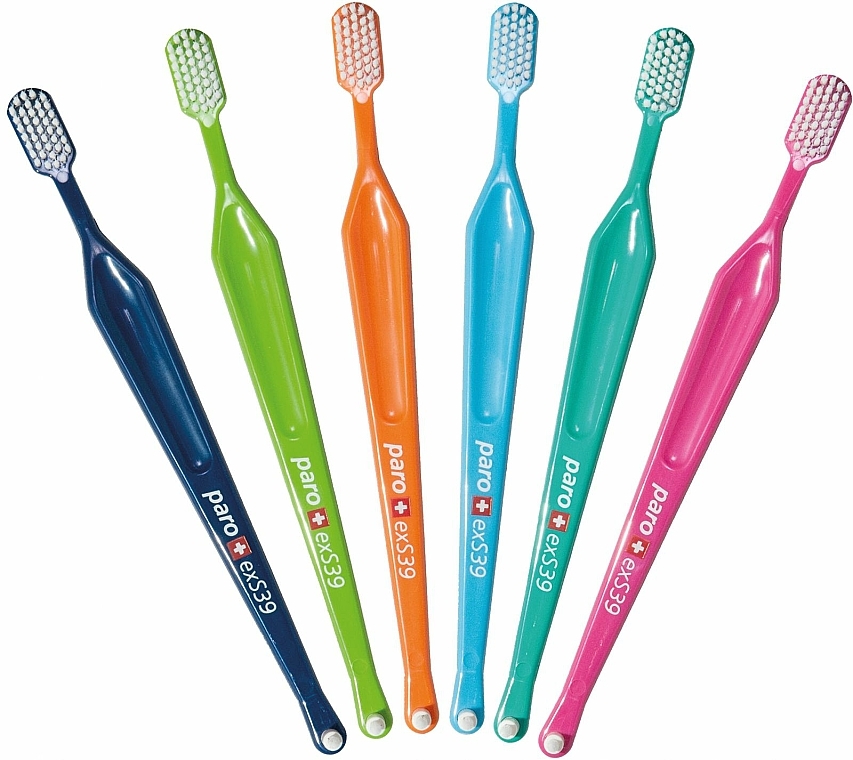 Zahnbürste mittel M39 orange - Paro Swiss Toothbrush (mit Plastikhülle) — Bild N2