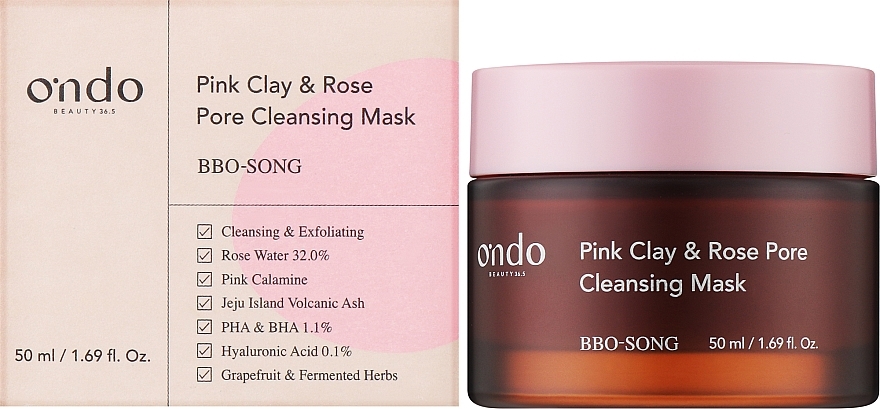 Reinigungsmaske mit rosa Ton und Rose - Ondo Beauty 36.5 Pink Clay & Rose Pore Cleansing Mask — Bild N2