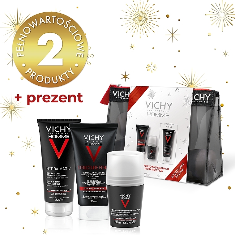 Körperpflegeset - Vichy Homme Structure Force (Lotion 50ml + Deo Roll-on 50ml + Duschgel 200ml + Kosmetiktasche) — Bild N2