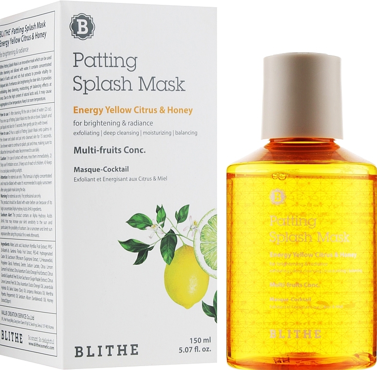 Wohltuende Gesichtsmaske mit Milchsäure und Fruchtextrakten - Blithe Energy Yellow Citrus and Honey Patting Splash Mask — Bild N8