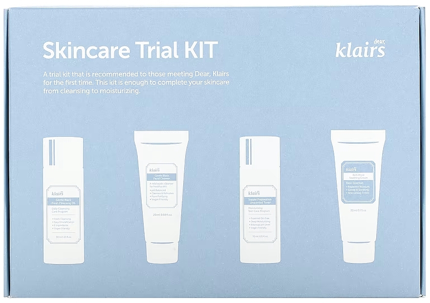 Set - Klairs Skincare Trial Kit (oil/mini/30ml + cleanser/mini/20ml + toner/mini/30 + cr/mini/20ml) — Bild N2