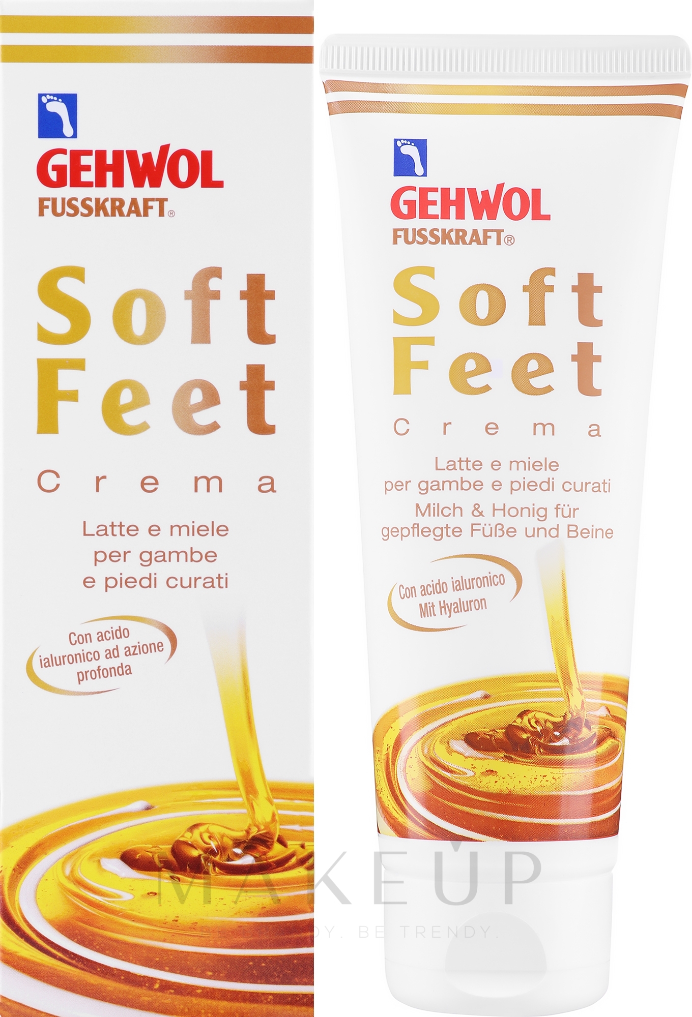 Sanfte Fußcreme mit Milch, Honig und Hyaluronsäure - Gehwol Fußkraft Soft-Feet Creme — Foto 125 ml