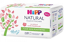 Feuchttücher für Babys und Kinder mit Bio-Mandelextrakt 2x60 St. - Hipp BabySanft Soft Natural — Bild N1