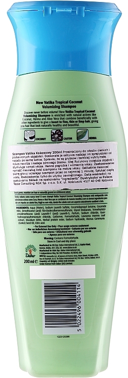 Volumen-Shampoo mit Kokos, Henna und Aloe Vera - Dabur Vatika Tropical Coconut Volumizing Shampoo — Bild N2