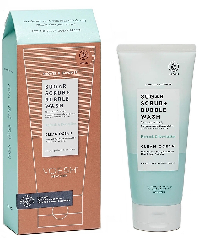 Zuckerpeeling für Kopfhaut und Körper Pure Ocean - Voesh Sugar Scrub+Bubble Wash Clean Ocean — Bild N1