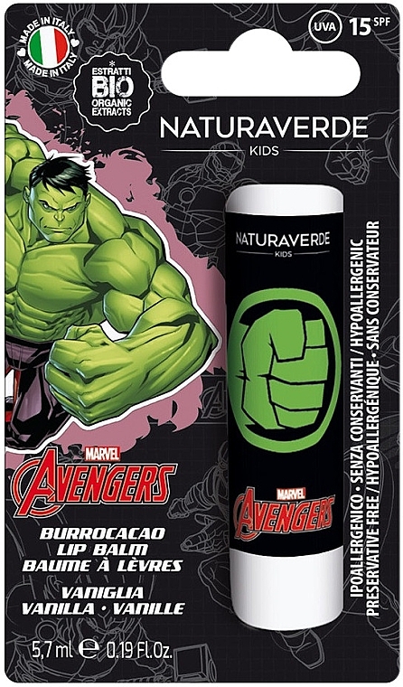 Lippenbalsam Hulk - Naturaverde Kids Marvel Avengers Vanilla Lip Balm SPF15  — Bild N1