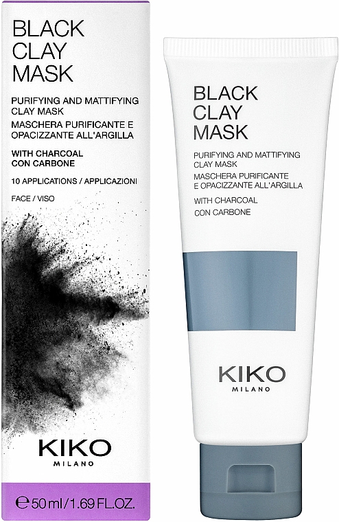 Klärende und mattierende Gesichtsmaske mit Aktivkohle und schwarzer Tonerde - Kiko Milano Black Clay Mask — Bild N2