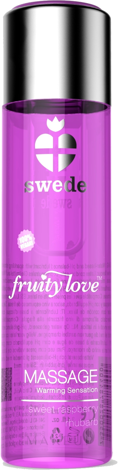 Intim-Massagegel Süßer Himbeer-Rhabarber - Swede Fruity Love Massage Warming Sensation Sweet Raspberry Rhubarb — Bild 60 ml