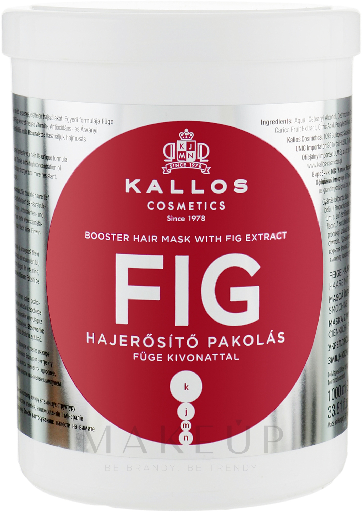 Verstärkende Haarmaske mit Feigenextrakt - Kallos Cosmetics FIG Booster Hair Mask With Fig Extract — Bild 1000 ml