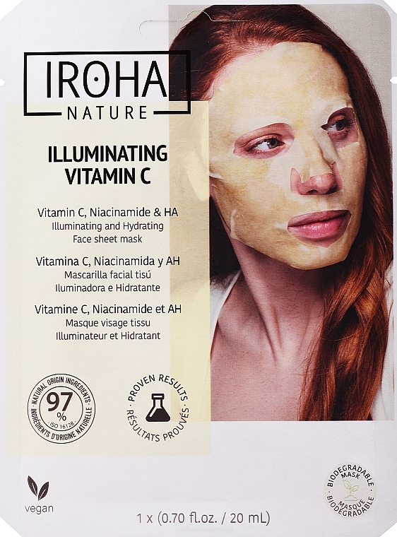 Aufhellende Tuchmaske für das Gesicht mit Vitamin C und Hyaluronsäure - Iroha Nature Brightening Vitamin C Tissue Face Mask — Bild N1