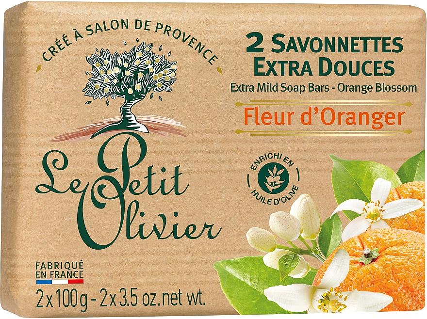 Milde Seife mit Orangenblütenextrakt - Le Petit Olivier 2 extra mild soap bars Orange blossom — Foto N2