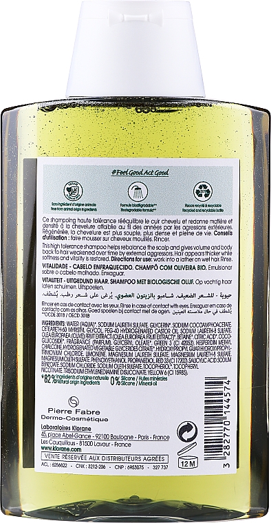 Vitalisierendes Shampoo mit Olive für schwaches Haar - Klorane Vitality Age-Weakened Organic Olive Hair Shampoo — Bild N2