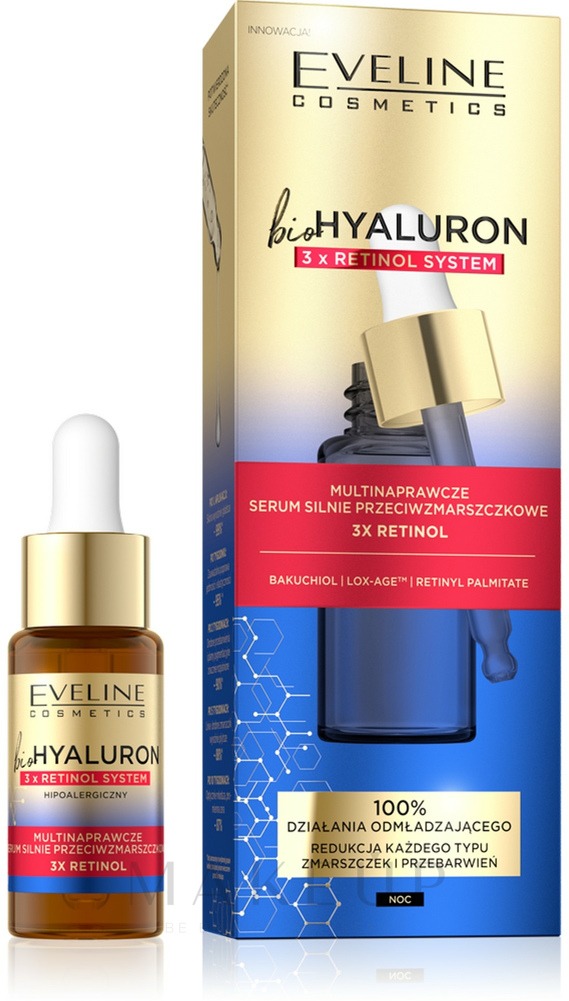 Revitalisierendes Serum mit Retinol - Eveline Cosmetics BioHyaluron 3xRetinol System Serum — Bild 18 ml
