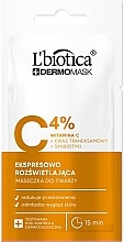 Düfte, Parfümerie und Kosmetik Aufhellende Express-Gesichtsmaske mit Vitamin C - L'biotica Dermomask Express Brightening Mask With Vitamin C 