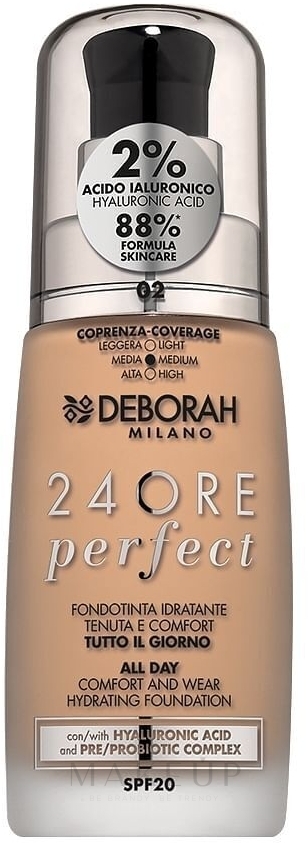 Foundation für das Gesicht - Deborah 24Ore Perfect Foundation SPF20 — Bild 2 - True Beige