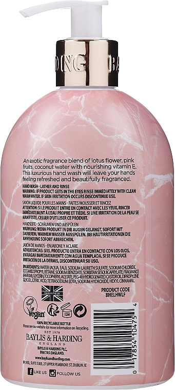 Flüssige Handseife mit Lotusblume - Baylis & Harding Elements Pink Blossom & Lotus Flower Luxury Hand Wash — Bild N2