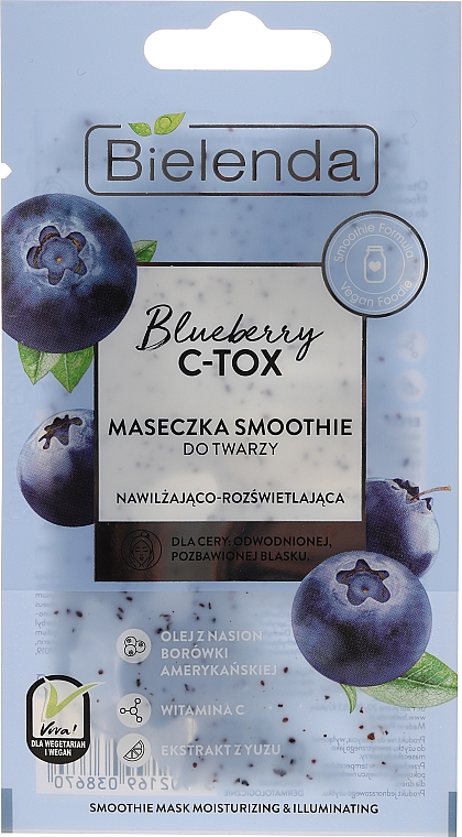 Feuchtigkeitsspendende Gesichtsmaske mit Blaubeere - Bielenda Blueberry C-Tox Face Mask