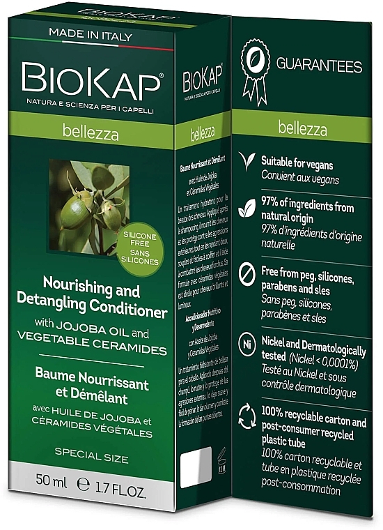 GESCHENK! Glättende Haarspülung für verfilztes Haar - BiosLine BioKap Nourishing and Detangling Conditioner — Bild N1