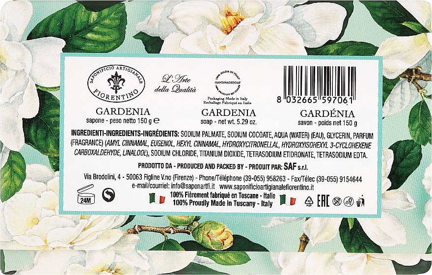 Naturseife mit Gardenienduft - Saponificio Artigianale Fiorentino Masaccio Gardenia Soap — Bild N2