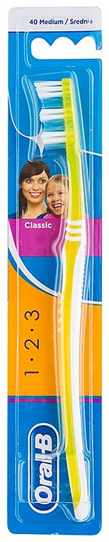 Zahnbürste mittel 1 2 3 Classic gelb - Oral-B 1 2 3 Classic 40 Medium