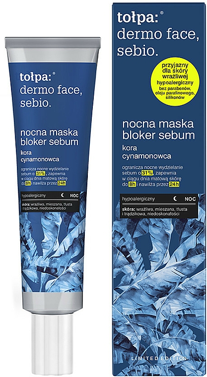 Nachtgesichtsmaske mit Honig - Tolpa Dermo Face Sebio Night Blocker Sebum Mask — Bild N1