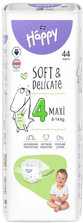 Babywindeln 8-14 kg Größe 4 Maxi 44 St. - Bella Baby Happy Soft & Delicate  — Bild N2