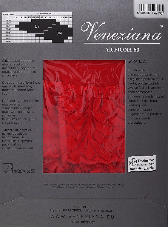Halterlose Damenstümpfe mit Spitzenband Ar Fiona 60 Den rot - Veneziana — Bild N6