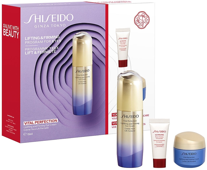 Gesichtspflegeset - Shiseido Vital Perfection Lifting & Firming Program For Eyes (Augencreme 15ml + Konzentrat 5ml + Creme 15ml) — Bild N1