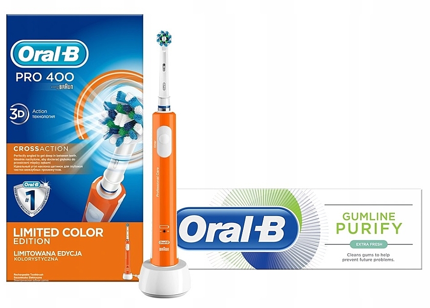 Set - Oral-B Pro 400 Cross Action Orange Set  — Bild N1