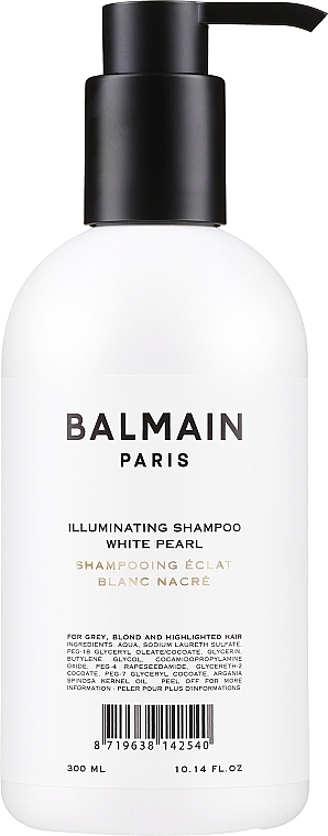 Aufhellendes und erfrischendes Shampoo gegen Rot- und Gelbtöne für blondes Haar oder Haar mit Highlights - Balmain Paris Hair Couture Illuminating White Pearl Shampoo — Bild N1