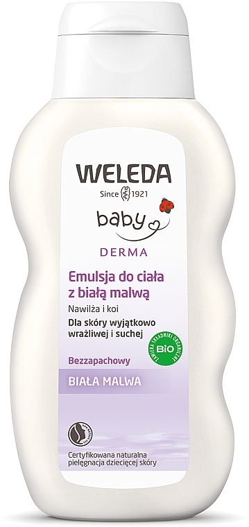 Pflegende Körperlotion für hochsensible und neurodermitische Babyhaut mit weißer Malve - Weleda Weisse Malve Pflegelotion