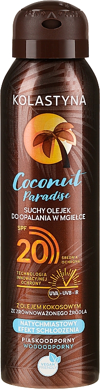 Trockenes Bräunungsöl mit Kokosnuss SPF 30 - Kolastyna Coconut Paradise Oil SPF20