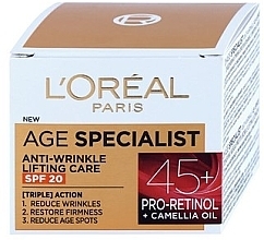 Düfte, Parfümerie und Kosmetik Anti-Falten-Tagescreme - L'Oreal Paris Age Specialist Anti-Wrinkle Lifting Care SPF 20 45+