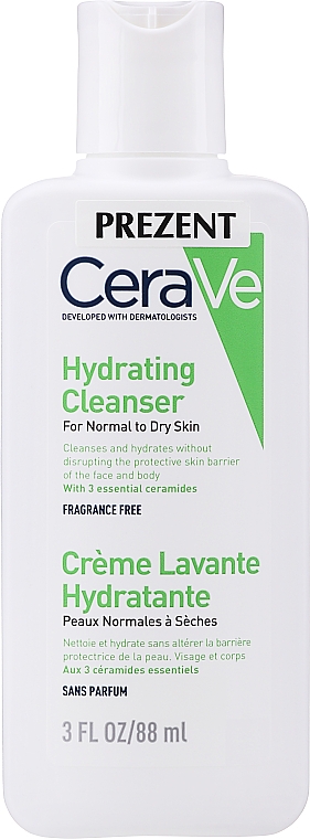 GESCHENK! Feuchtigkeitsspendende Reinigungsemulsion für Körper und Gesicht mit 3 essentiellen Ceramiden und Hyaluronsäure - CeraVe Hydrating Cleanser — Bild N1