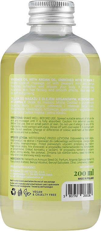 Massageöl mit Arganöl und Vitamin E - Fergio Bellaro Massage Oil Mojito Coctail — Bild N2