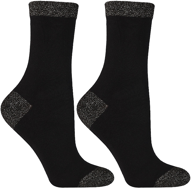 Damensocken mit Weihnachts-Hirsch-Muster, CSLS250-018, schwarz - Moraj — Bild N1